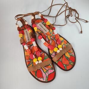 Antonio Melani Loola Beaded Ankle Wrap Sandals Women's Size 7 M NWT